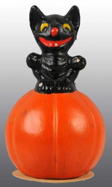 Appraisal: Halloween Black Cat Atop Pumpkin Candy Container Description Solid composition