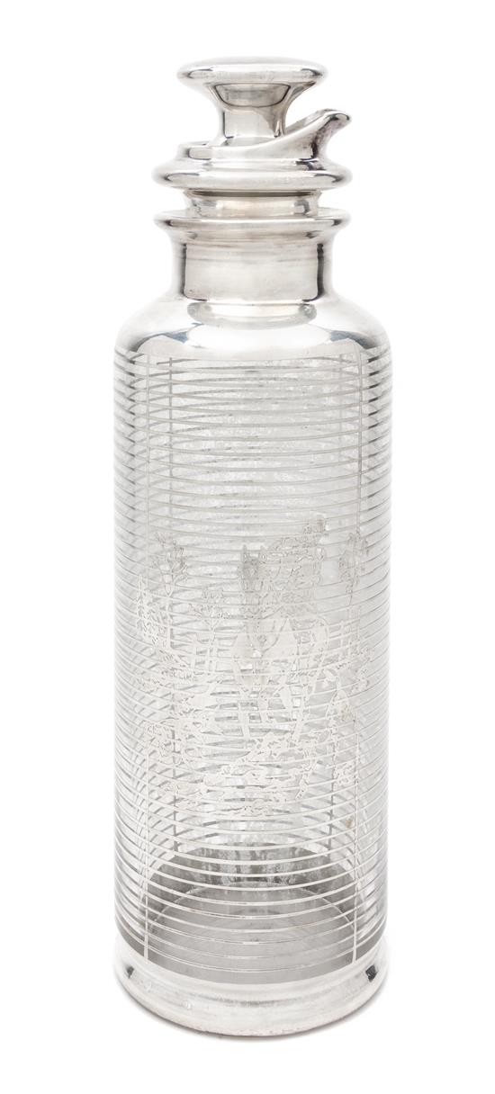 Appraisal: Sale Lot A Silver Overlay Glass Cocktail Server of cylindrical