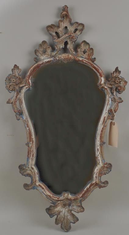 Appraisal: Continental Carved Polychrome Mirror of rococo design some paint loss