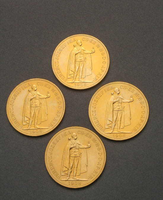 Appraisal: Lot Property of Various Owners Four Hungarian -Korona Gold Coins