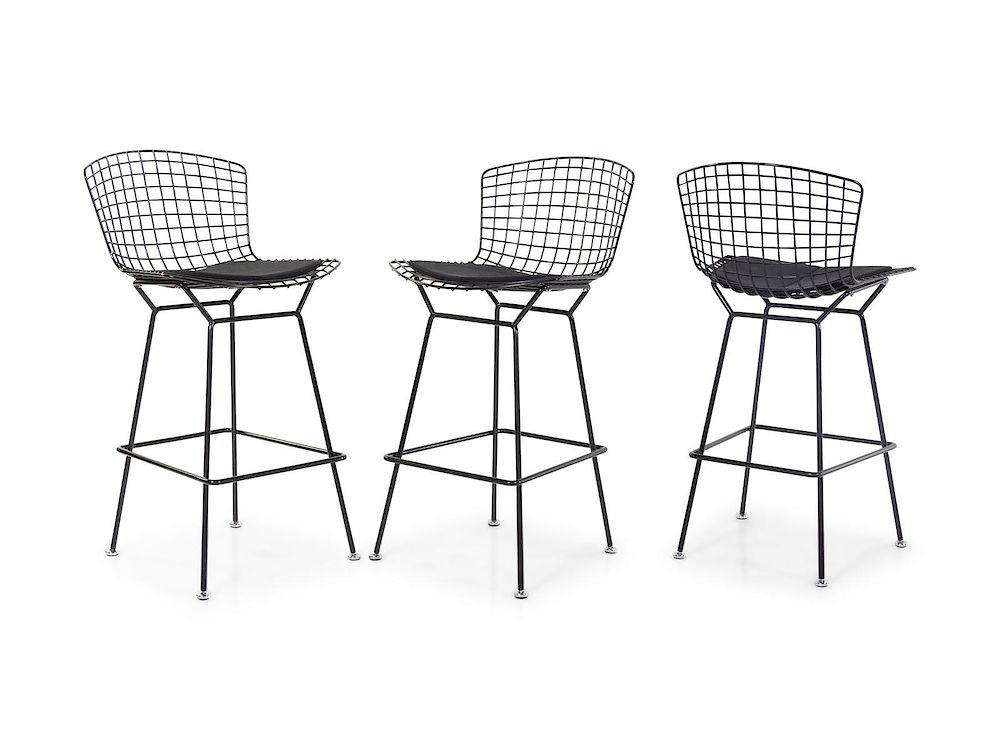 Appraisal: Harry Bertoia Italian-American - Set of Three Barstools Knoll USA