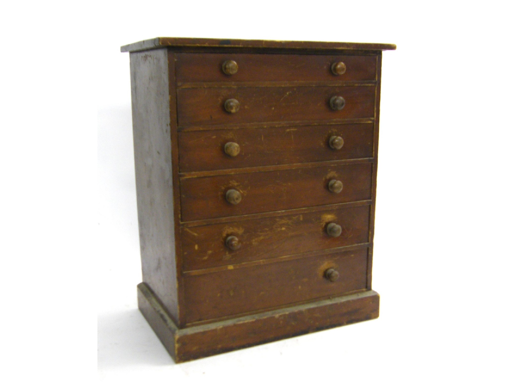 Appraisal: Small pine six drawer watchmaker's chest containing a large assortment