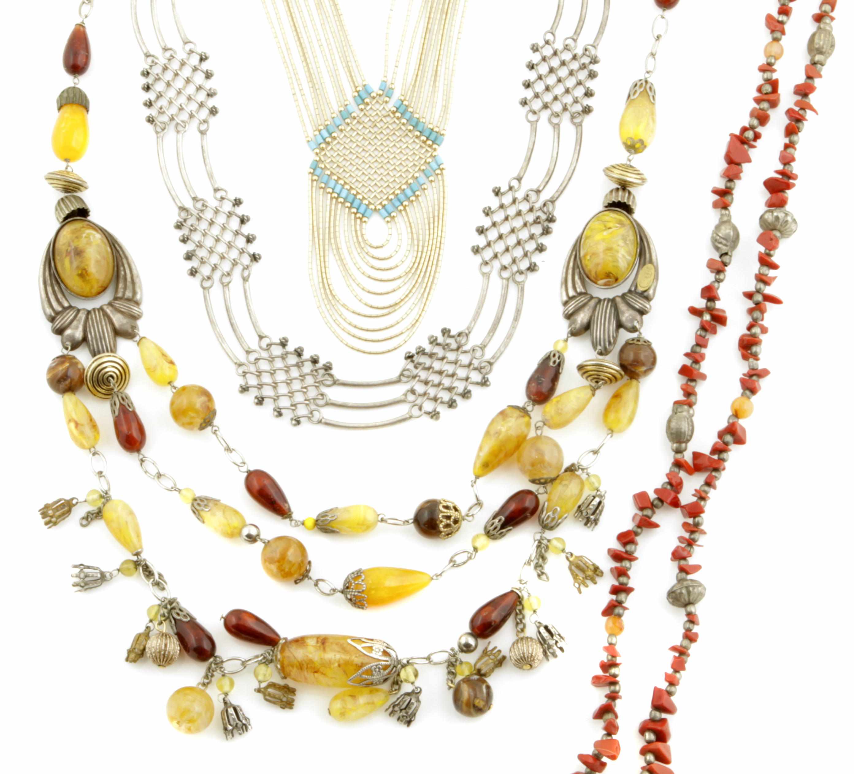 Appraisal: A large collection of hardstone silver and costume jewelry