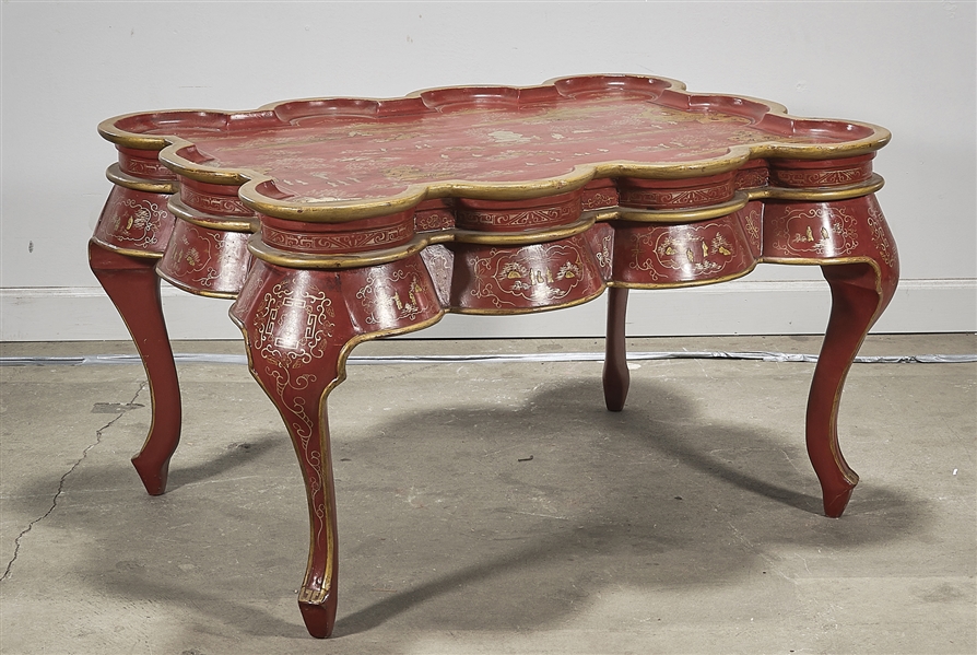 Appraisal: Chinese gilt painted wood table red table with gilt design