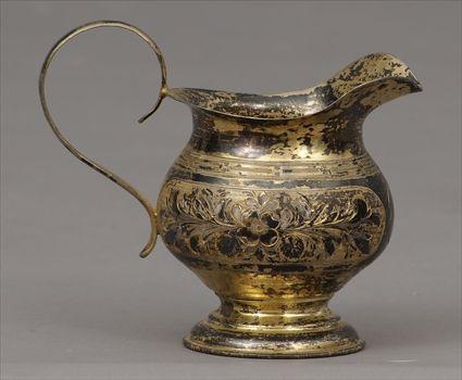 Appraisal: Russian Silver-Gilt Cream Pitcher x in approx oz