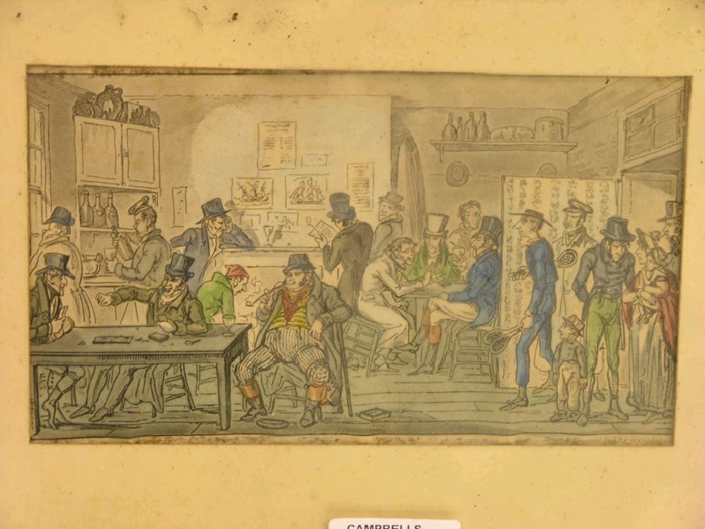 Appraisal: A pair of Victorian etchings after Cruikshank hand-coloured detail and