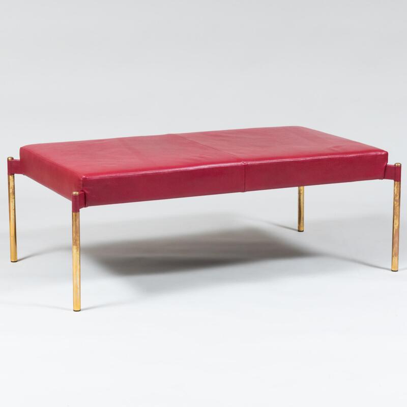 Appraisal: Contemporary British Brass and Leather 'Crillon' Ottoman by Soane x