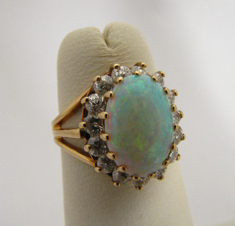 Appraisal: An Antique k Yellow Gold Opal Diamond Lady's Ring with