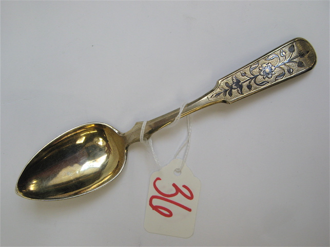 Appraisal: RUSSIAN HALLMARKED STERLING SILVER NIELLO SPOON gilt bowl the design