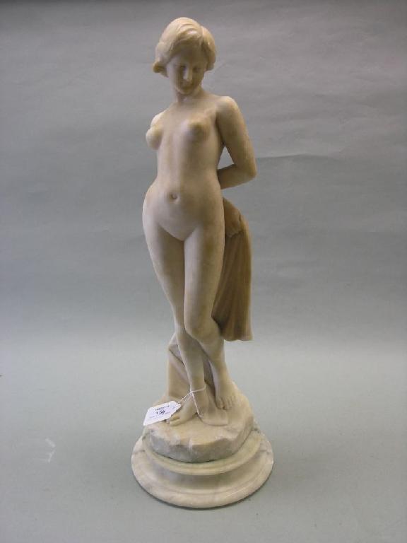 Appraisal: A th century alabaster carving full length study of a