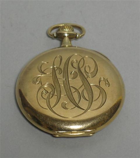 Appraisal: WALTHAM GOLD TONE OPEN FACED POCKET WATCH Monogrammed