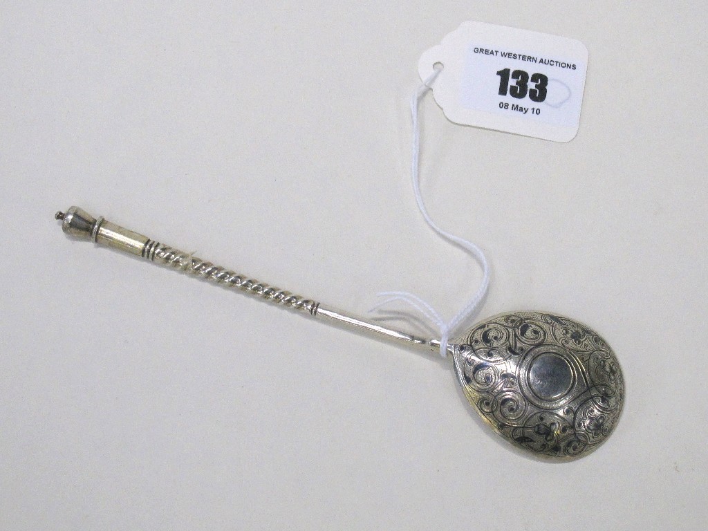 Appraisal: Russian silver and niello serving spoon