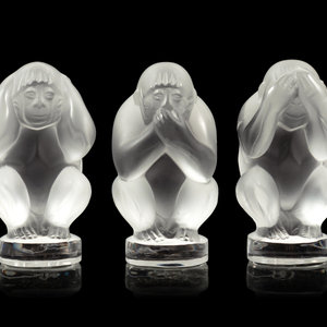 Appraisal: A Set of Three Lalique Sagesse Figures Second Half th