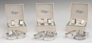 Appraisal: Group of Fifteen Sterling Napkin Rings th c b Group