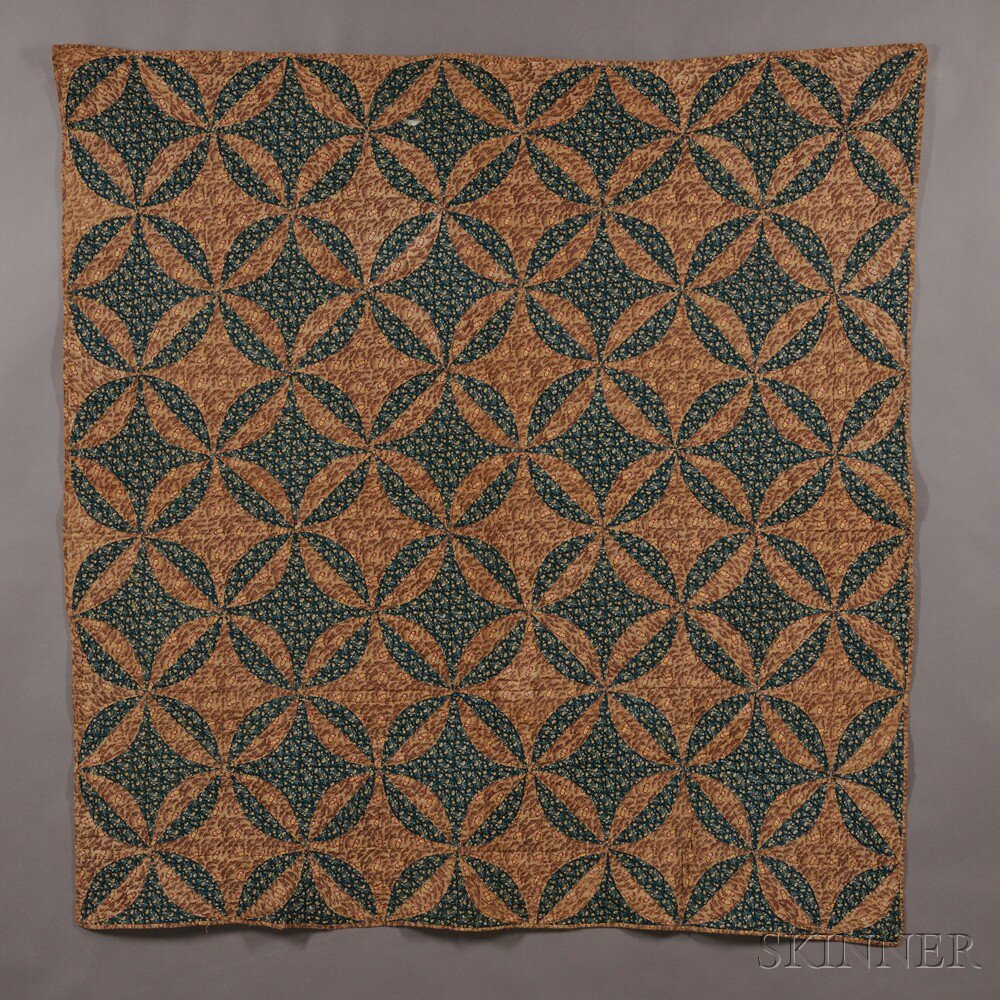 Appraisal: Hand-stitched Pieced Cotton Rob Peter to Pay Paul Pattern Quilt