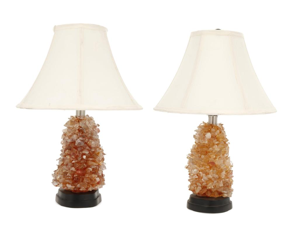 Appraisal: A pair of rock crystal table lamps Late th Early