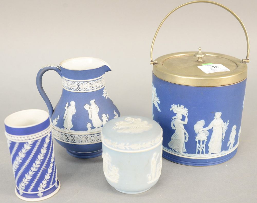 Appraisal: Group of four blue and white Wedgwood Jasperware to include