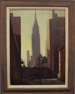 Appraisal: Ernest M Olsen Painting of Chrysler Building NYC Ernest M