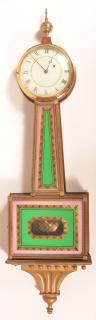 Appraisal: th Century Mahogany Case Banjo Clock Geometric reverse painted tablet