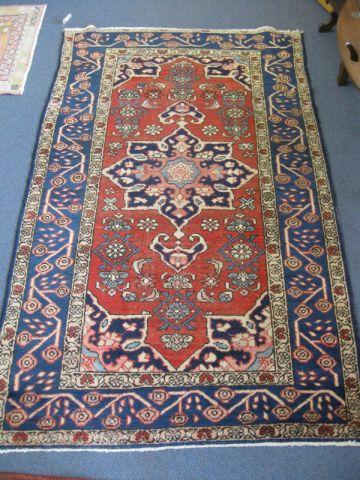 Appraisal: Hamadan Persian Handmade Rug fine geometric designs with stylized floral