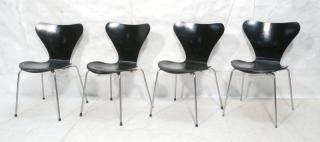 Appraisal: Set ARNE JACOBSEN by FRITZ HANSEN Side Chairs Black lacquered