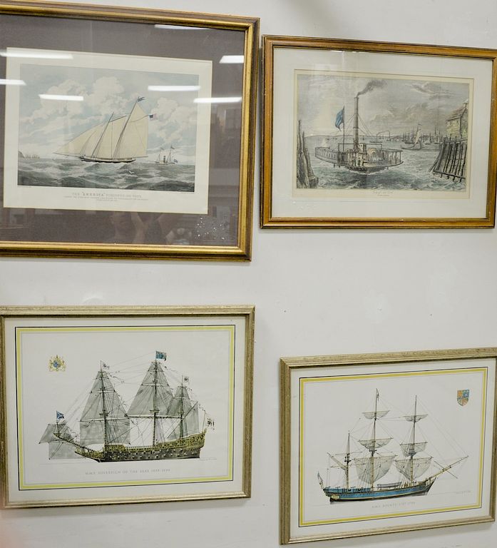 Appraisal: Group of six marine prints and lithographs to include The