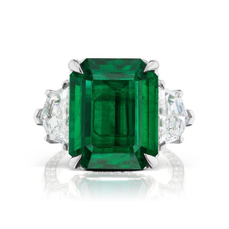 Appraisal: RARE AND UNIQUE ZAMBIAN EMERALD AND DIAMOND RING RARE AND