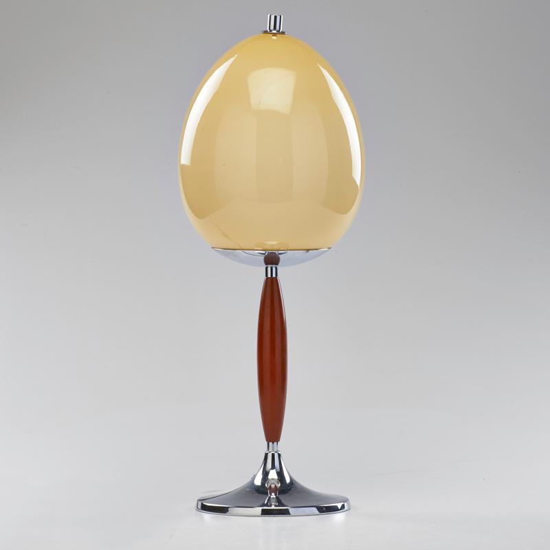 Appraisal: WMF Table lamp Germany ca Chrome-plated metal bakelite opaline glass