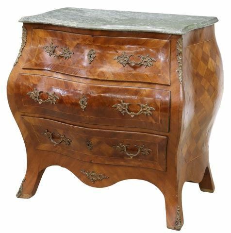 Appraisal: French style bombe commode early th c having shaped marble