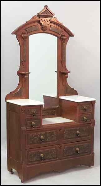 Appraisal: EASTLAKE STYLE MARBLE TOP DRESSING TABLE Together with an eastlake