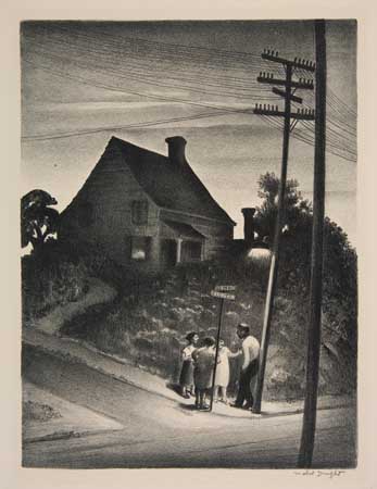 Appraisal: MABEL DWIGHT Dusk Staten Island Lithograph x mm x inches