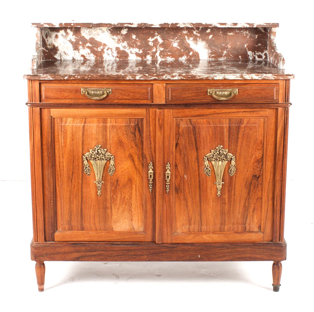 Appraisal: Continental walnut marble top server probably Belgian late th early