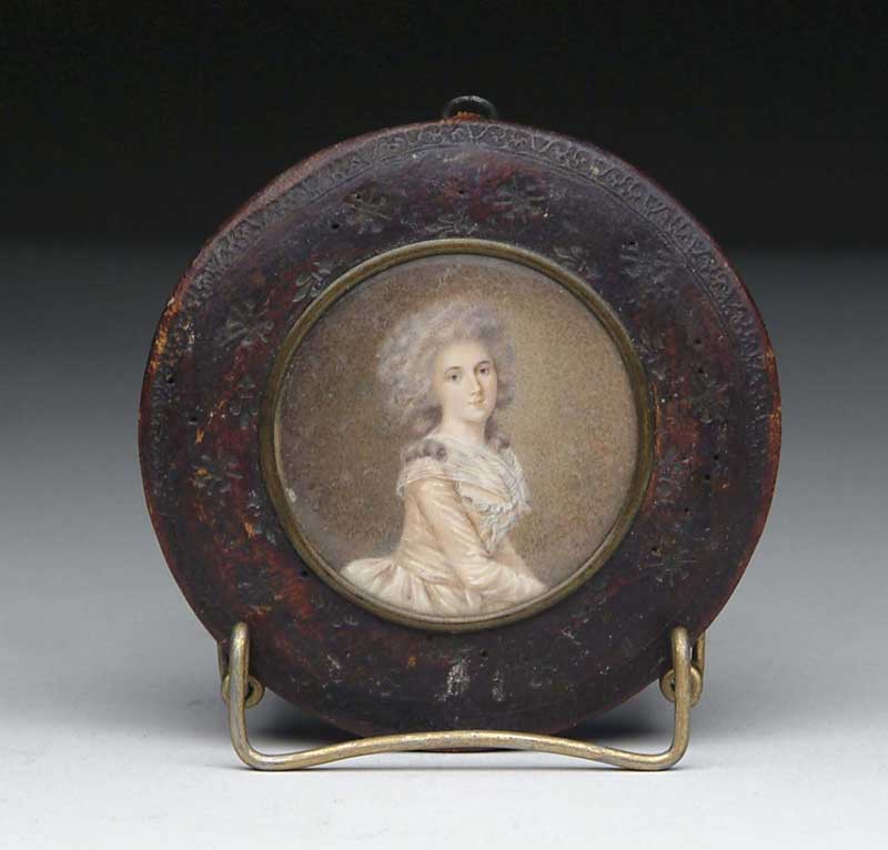 Appraisal: ROUND MINIATURE OF YOUNG LADY Signed Aubry Small painting on