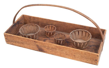 Appraisal: Shaker carrier with four Shaker berry baskets overall w x