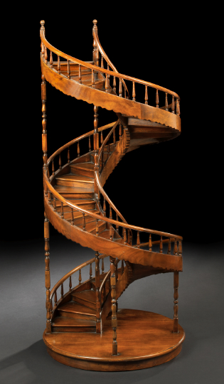 Appraisal: English Mahogany Architectural Model of a Spiral Staircase with turned