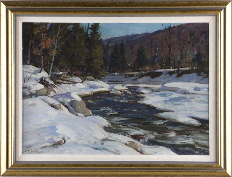 Appraisal: Aldro Hibbard MA VT - Downstream oil on canvas on