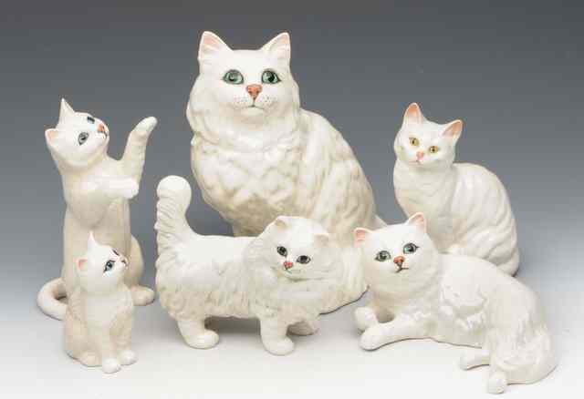 Appraisal: A GROUP OF SIX VARIOUS BESWICK WHITE CATS