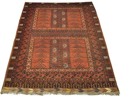 Appraisal: An Estate Turkoman Engsi Carpet Approx '- x '- Low