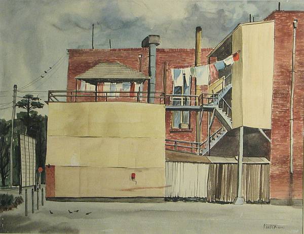 Appraisal: Rex J Ashlock American - Apartment with clothesline signed and