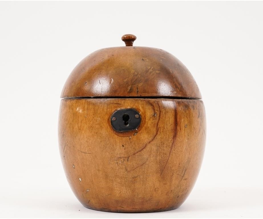 Appraisal: Maple wood apple form tea caddy age unknown h x