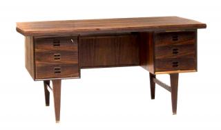 Appraisal: DANISH MID-CENTURY MODERN ROSEWOOD PEDESTAL DESK Danish mid century modern