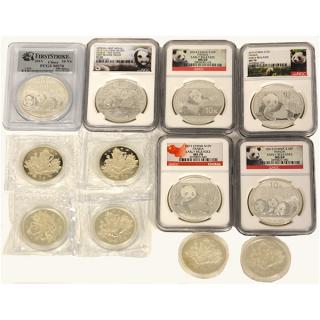 Appraisal: Chinese Silver Coins Including Panda Yuan PCGS MS- NG MS-