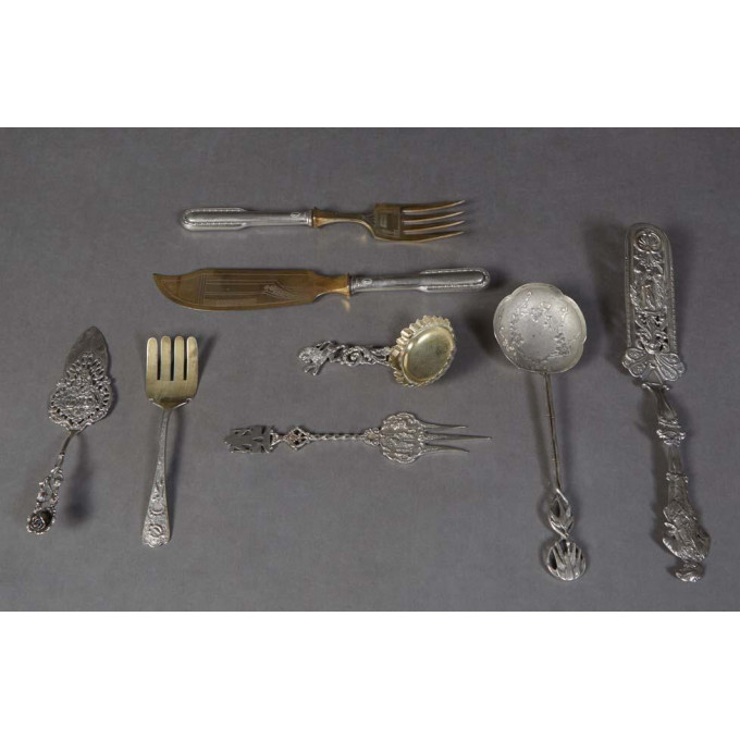 Appraisal: Eight Pieces of Silver consisting of a gilt sterling tastevin