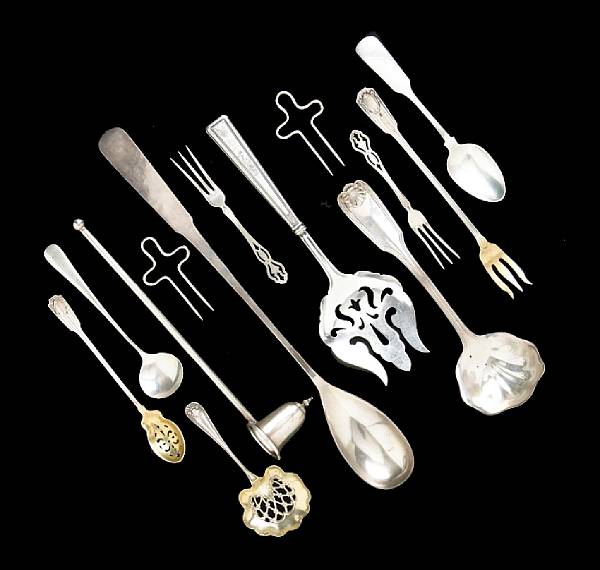 Appraisal: A group of sterling flatware Comprising Panel Antique pitcher spoon