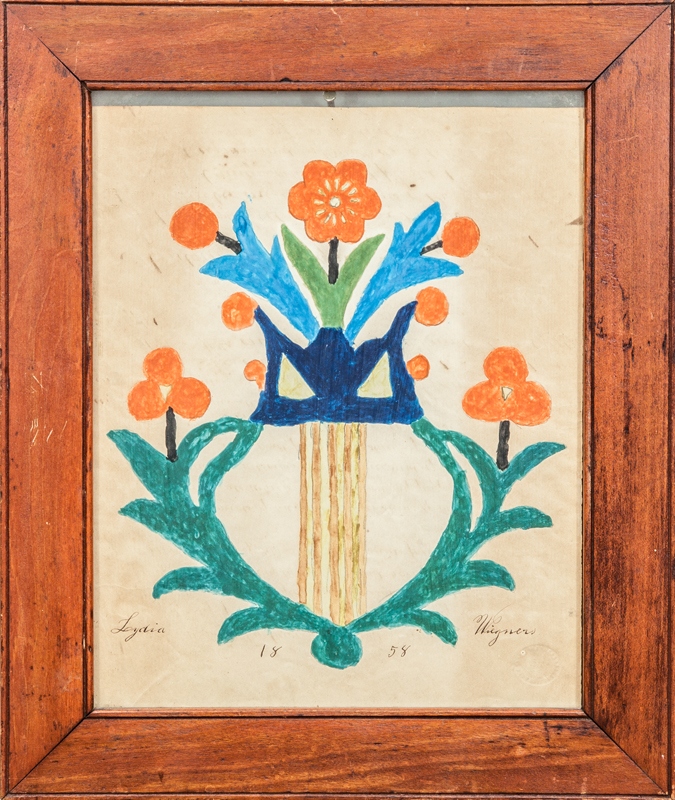 Appraisal: AMERICAN SCHOOL FLORAL CREST Gouache on paper signed 'Lydia Wiegner'