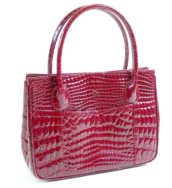 Appraisal: Alligator Red Tote Handbag Beautifully styled deep red alligator tote