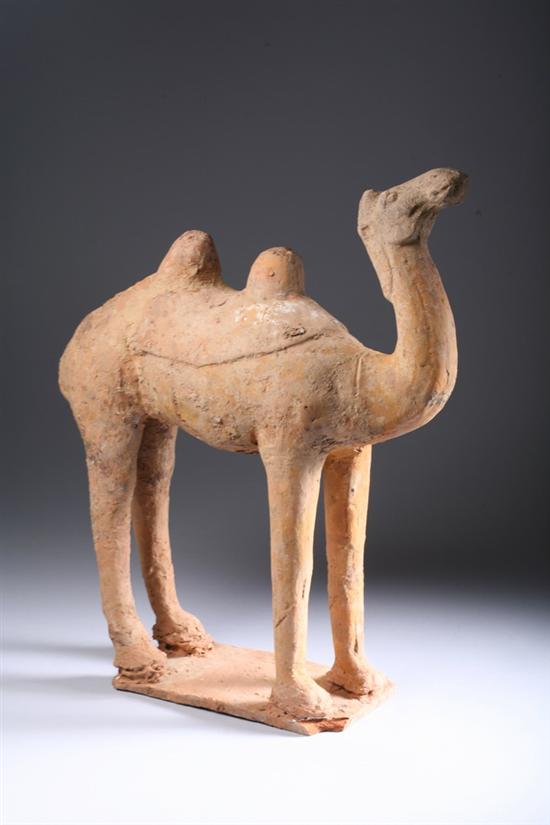 Appraisal: CHINESE RED POTTERY FIGURE OF CAMEL Tang Dynasty - in