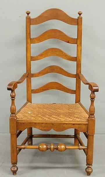 Appraisal: Delaware Valley maple five-slat open armchair c with a splintwood