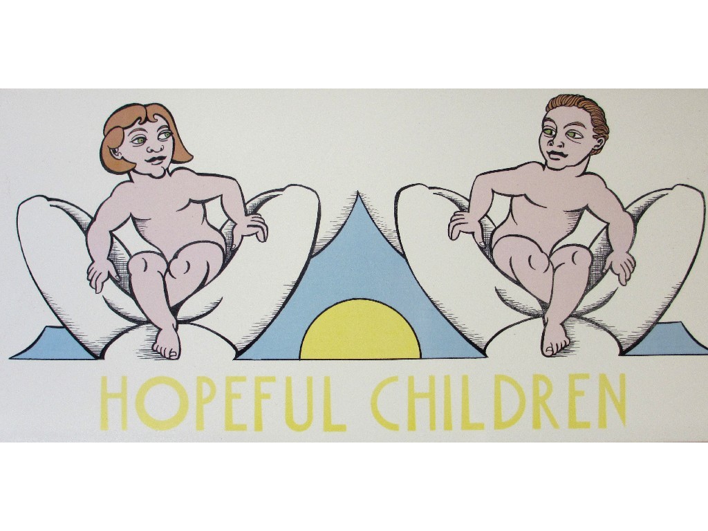 Appraisal: ALASDAIR GRAY b NICHOL WHEATLEY b HOPEFUL CHILDREN Porcelain tile