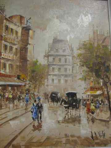 Appraisal: Antonio DeVity Oil Paris Street Scene well listed artist image